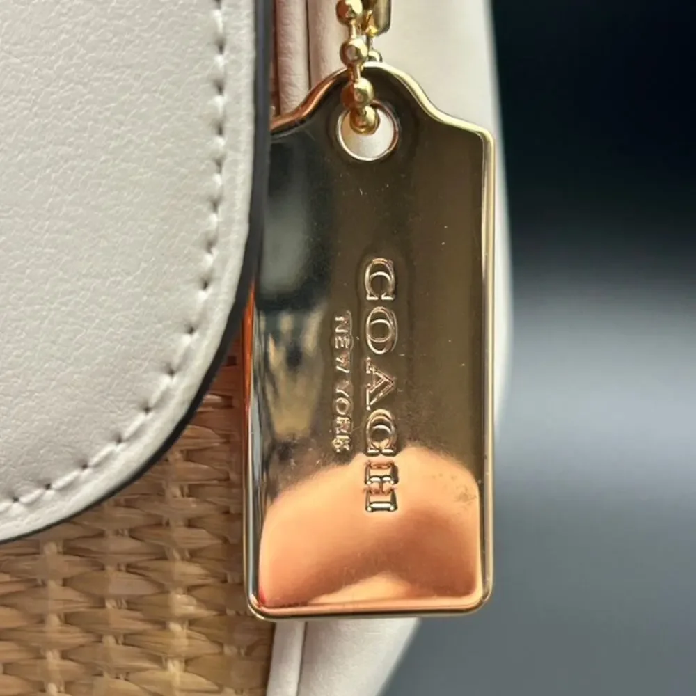 COACH Cassidy Straw Leather Chain Bag Turnlock Purse Coastal Chic OBX Show - COA - Picture 3 of 10